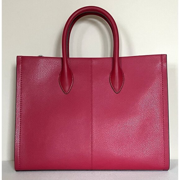 New Michael Kors Mirella Medium Pebbled Leather Tote Bag Dark Raspberry - Picture 2 of 5